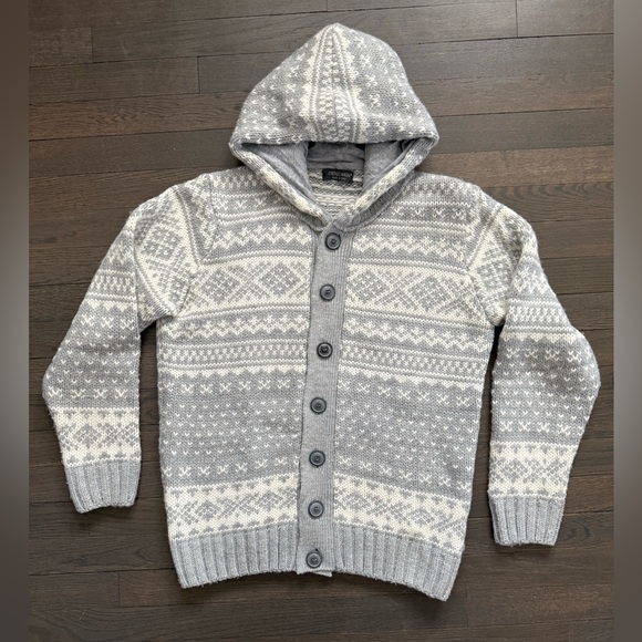 Lorenzo Magni Nordic Gray Hoodie Button Down Sweater - Picture 1 of 4
